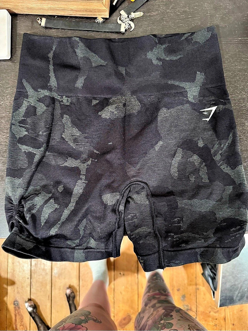 Gymshark camo Seamless Shorts Black & Green Like New